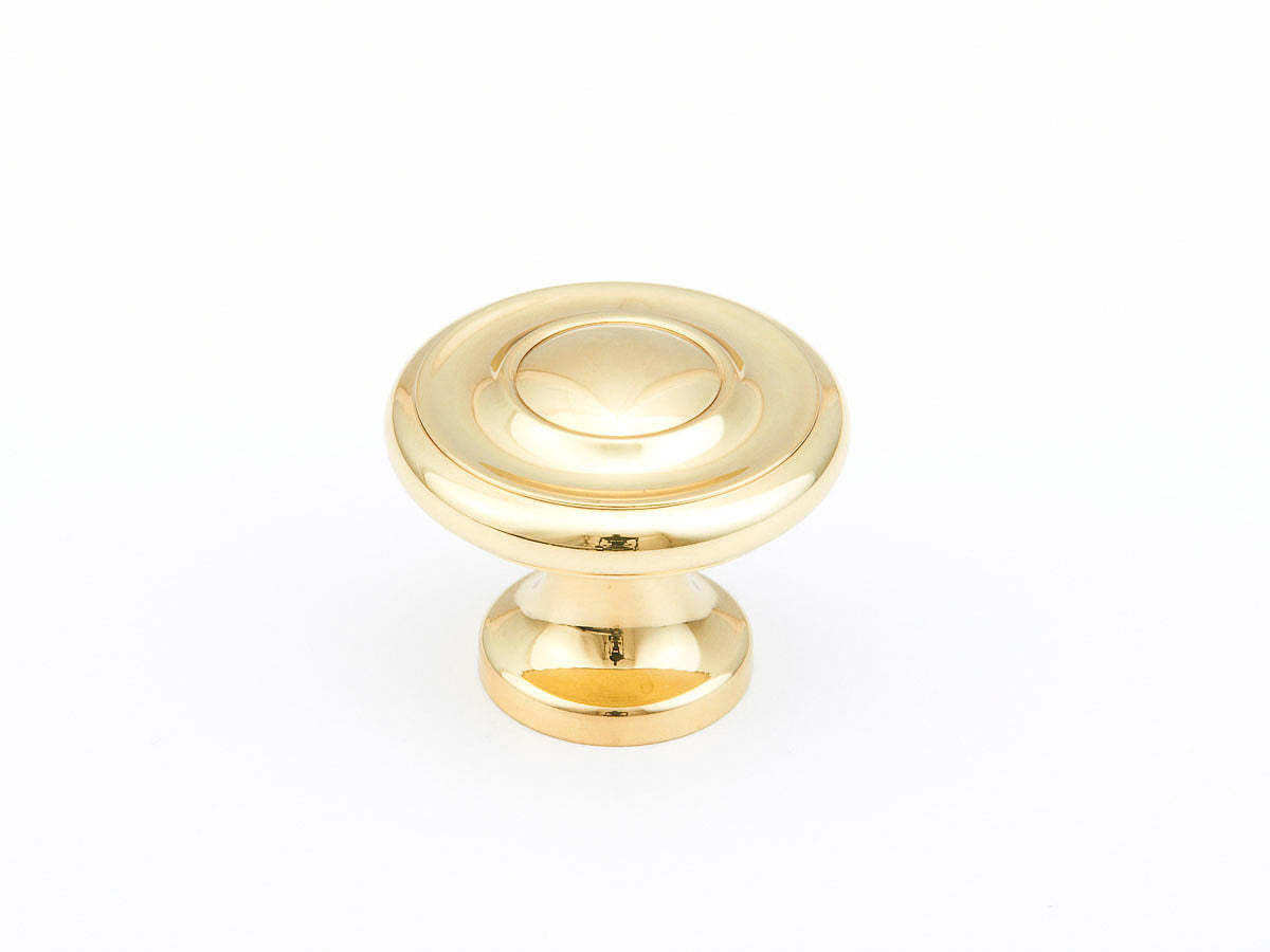 Schaub Traditional Stepped Round Knob 1-1/4"dia Polished Brass