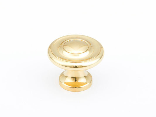Schaub Traditional Stepped Round Knob 1-1/4"dia Polished Brass