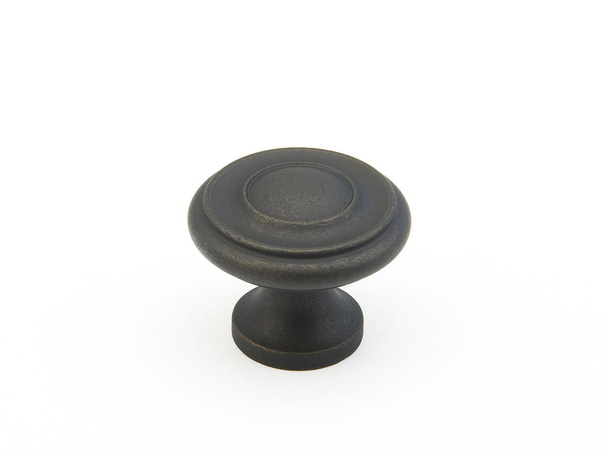 Schaub Traditional Stepped Round Knob 1-1/4" Distressed Bronze