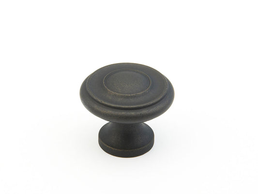 Schaub Traditional Stepped Round Knob 1-1/4" Distressed Bronze