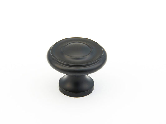 Schaub Traditional / Colonial Stepped Round Knob 1-1/4" Flat Black