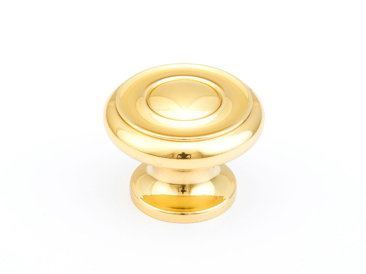 Schaub Traditional Stepped Round Knob 1-1/2" Polished Brass