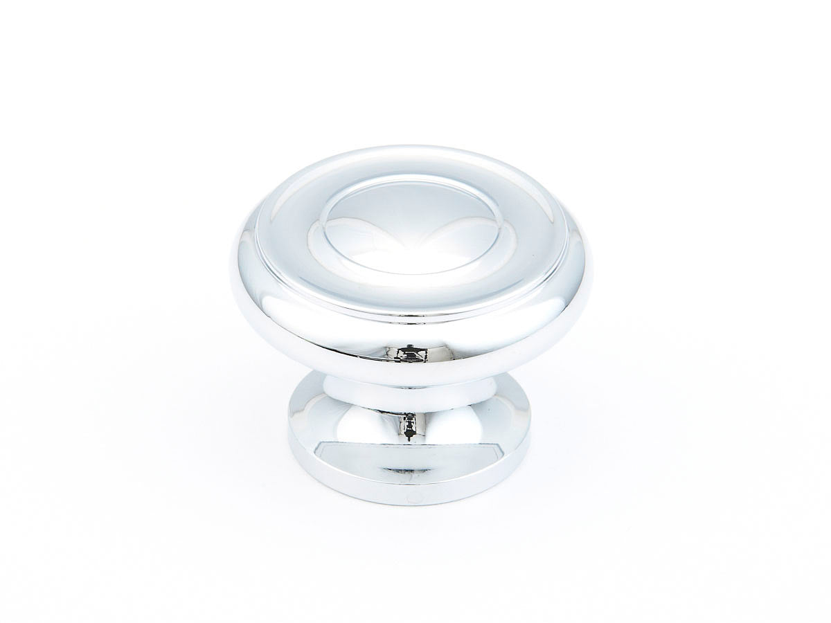 Schaub Traditional / Colonial Stepped Round Knob 1-1/2" Polished Chrome