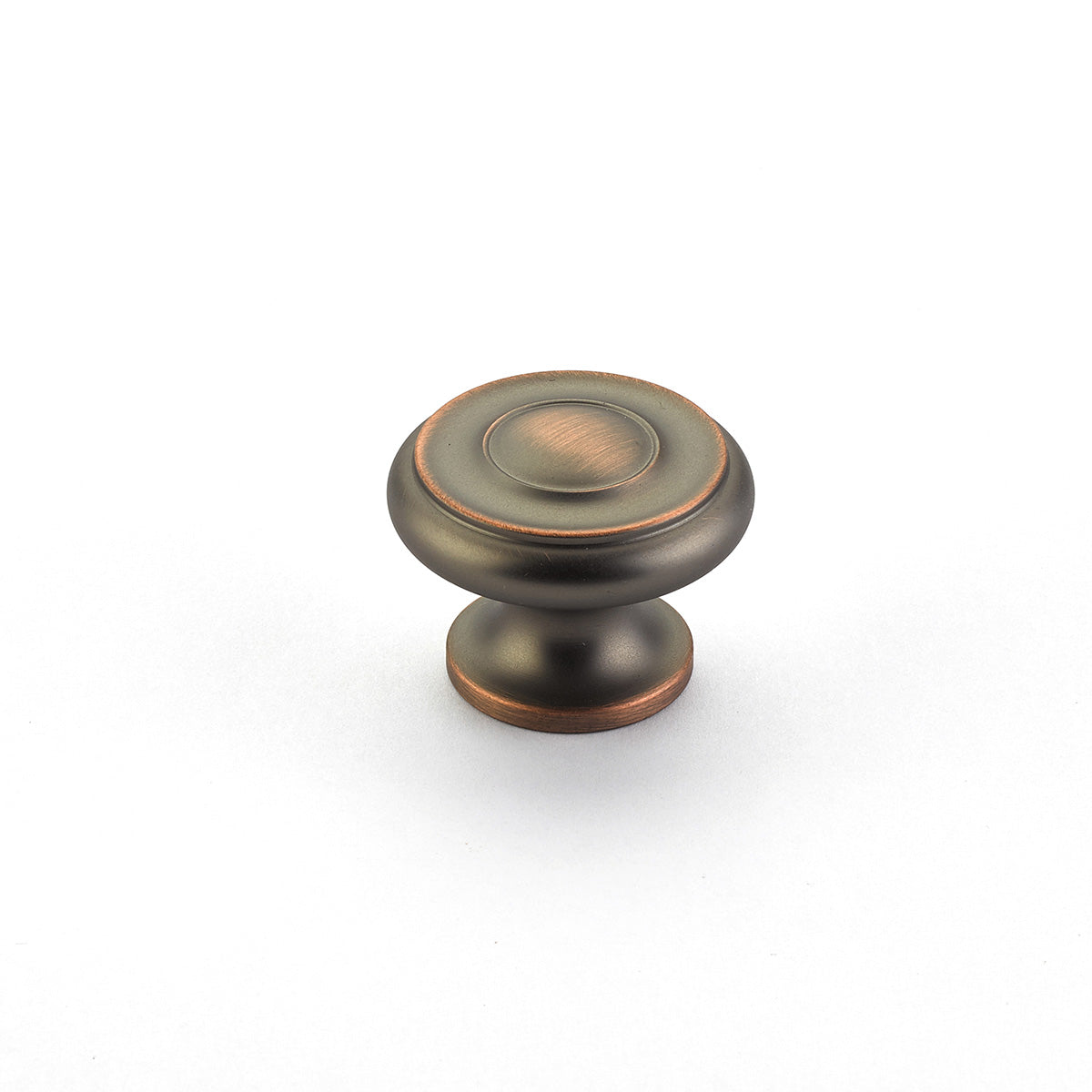 Schaub Traditional / Colonial Stepped Round Knob 1-1/2" Aurora Bronze