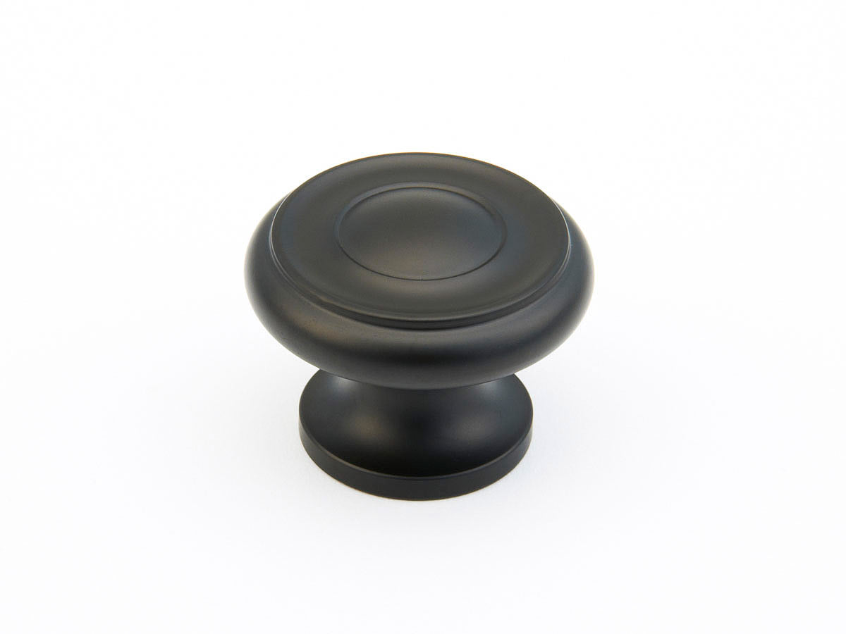 Schaub Traditional / Colonial Stepped Round Knob 1-1/2" Flat Black