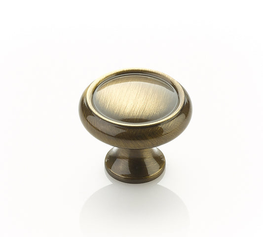 Schaub Traditional Rimmed Round Knob 1-1/4" Antique Brass