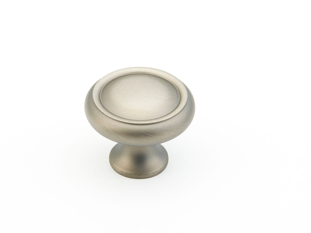 Schaub Traditional / Country Rimmed Round Knob 1-1/4" Antique Nickel