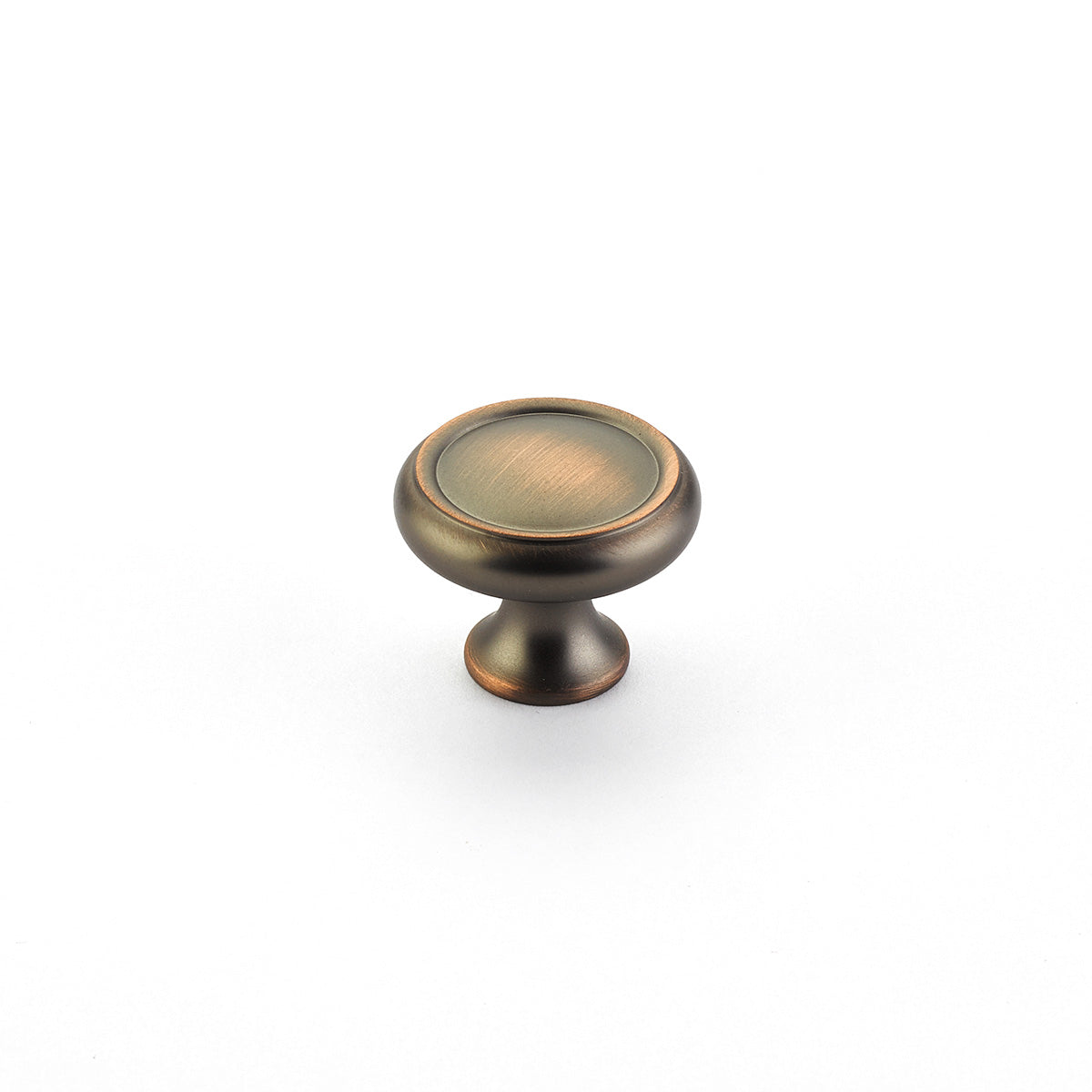 Schaub Traditional / Country Rimmed Round Knob 1-1/4" Aurora Bronze