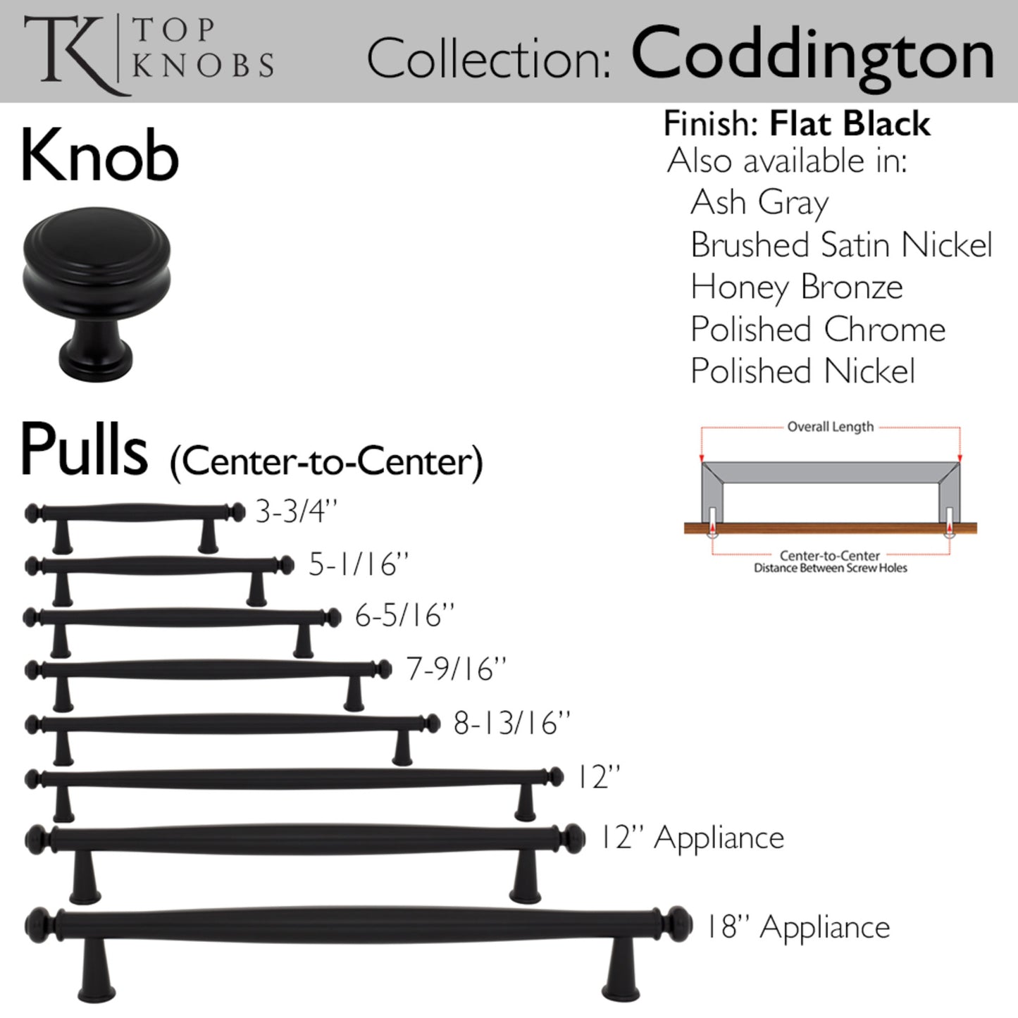 Top Knobs Coddington Length Round Knob