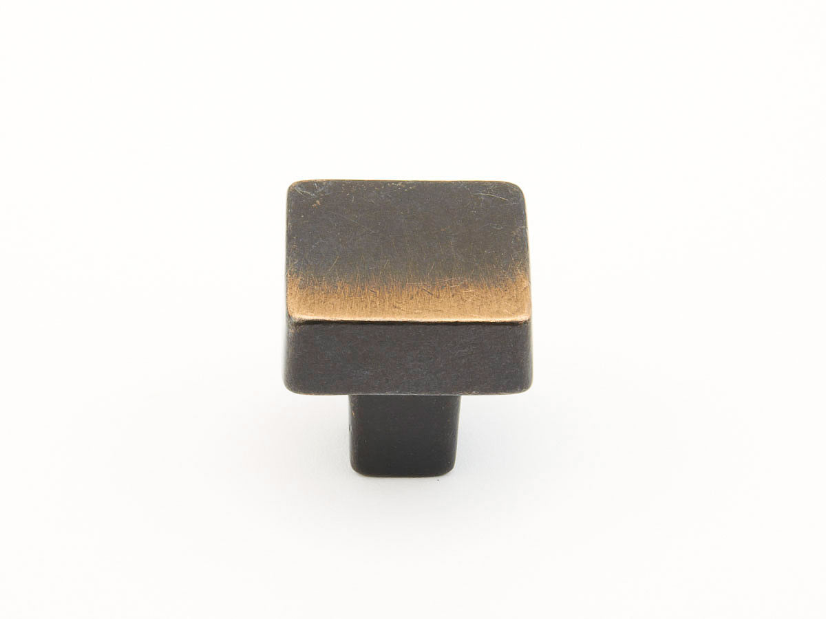 Schaub Vinci Square Knob 1-1/4" Antique Bronze