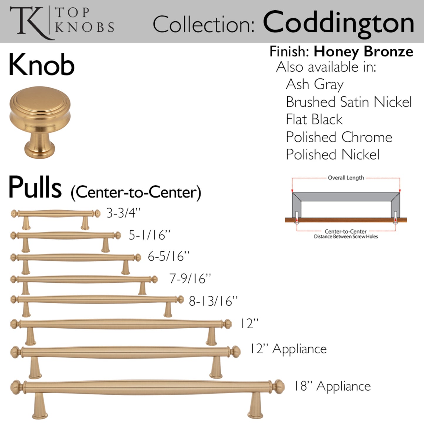 Top Knobs Coddington Length Round Knob