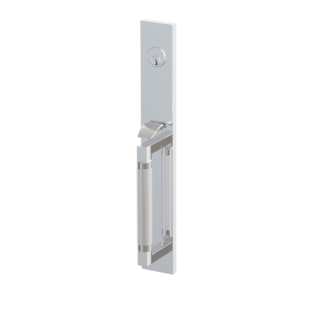Emtek SELECT L-Square Knurled Full Length Entrance Handleset – Polished Chrome