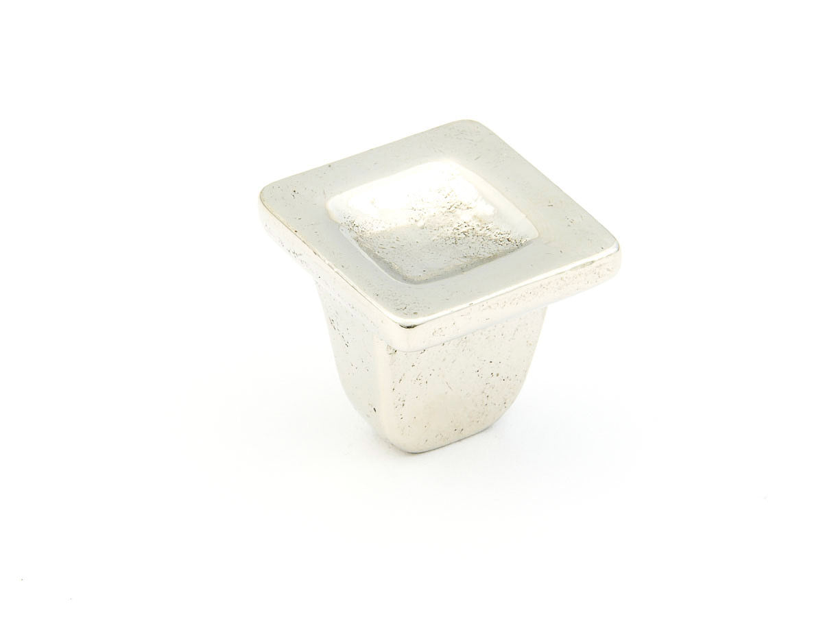 Schaub Vinci Concave Square Knob 1-1/4" Polished White Bronze