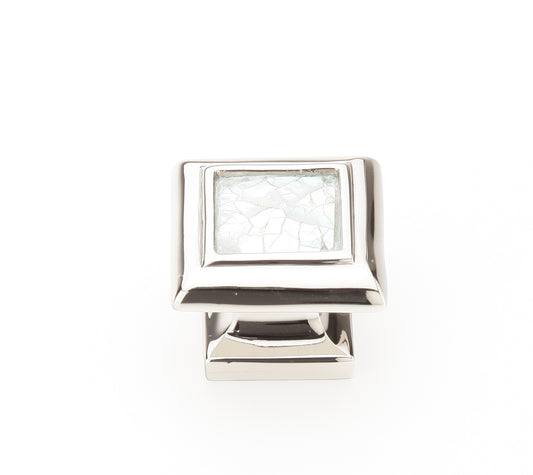 Schaub Mother of Pearl Square Knob with Mother of Pearl Inlay and Polished Nickel  1-1/4" dia