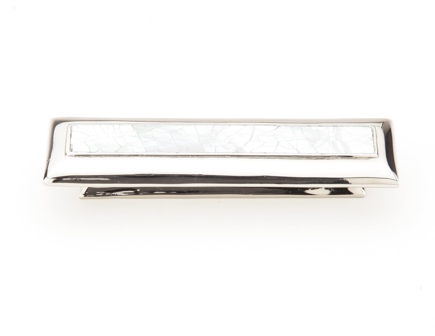 Schaub Mother of Pearl Rectangle Pull with Mother of Pearl Inlay and Polished Nickel  3" cc