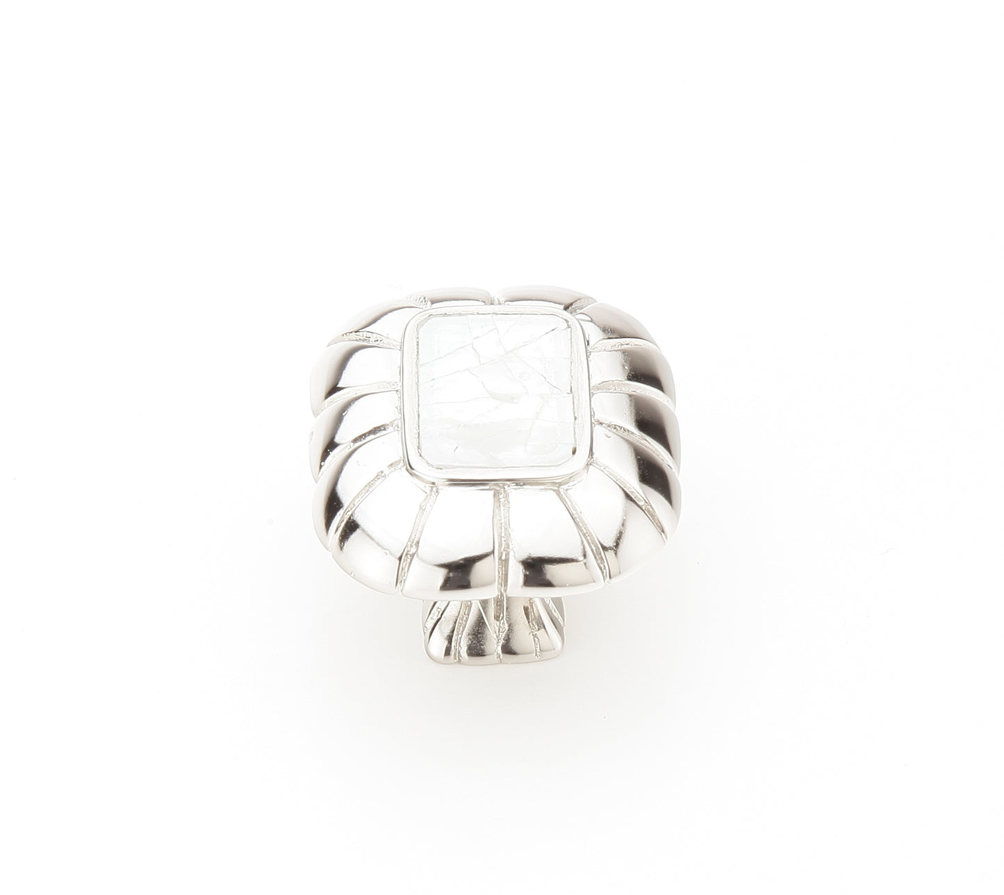 Schaub Mother of Pearl Mother of Pearl inlaid on Solid Brass  Polished Nickel Rectangle Knob