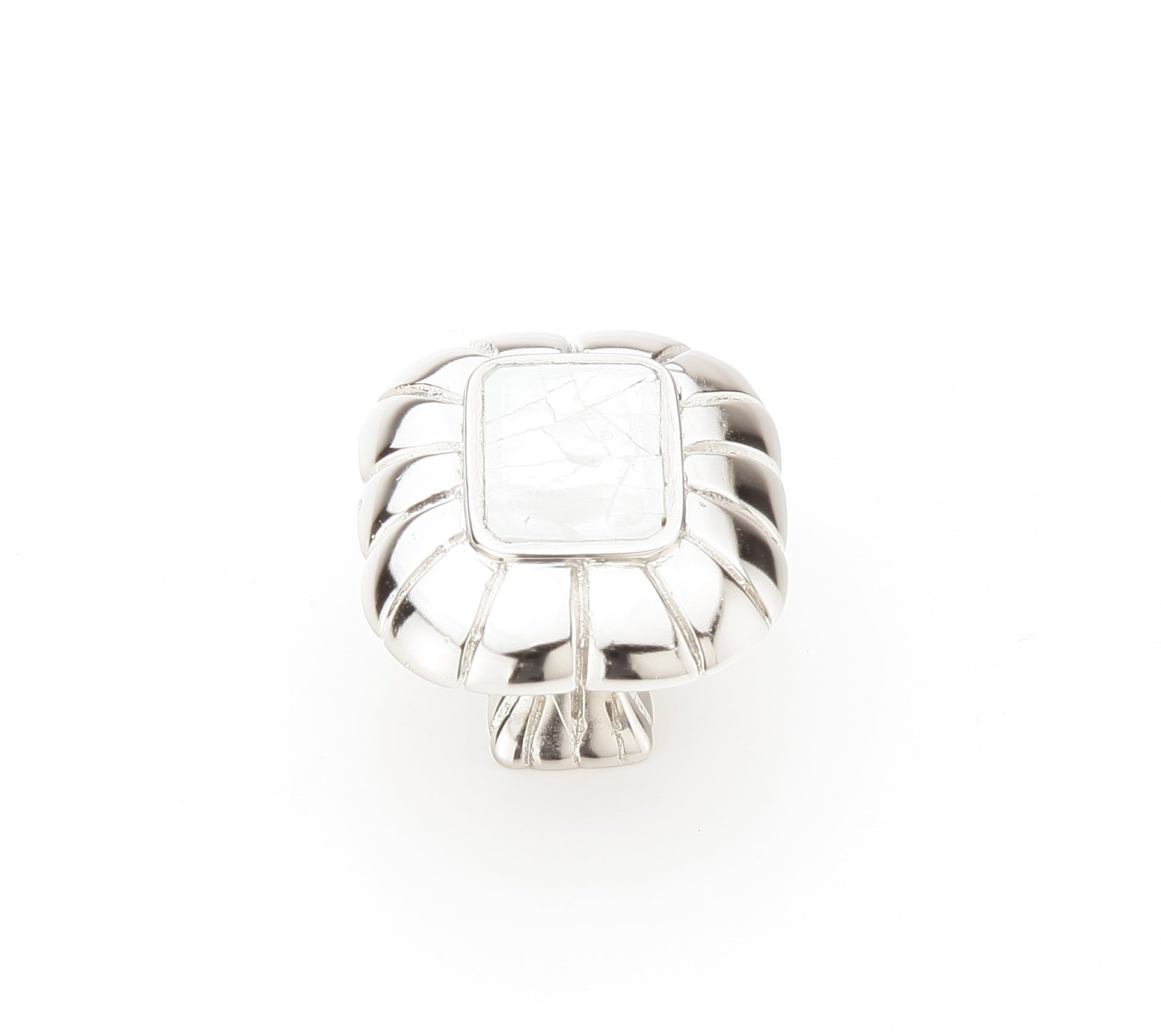 Schaub Mother of Pearl Mother of Pearl inlaid on Solid Brass  Polished Nickel Rectangle Knob