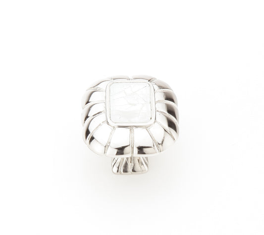 Schaub Mother of Pearl Mother of Pearl inlaid on Solid Brass  Polished Nickel Rectangle Knob