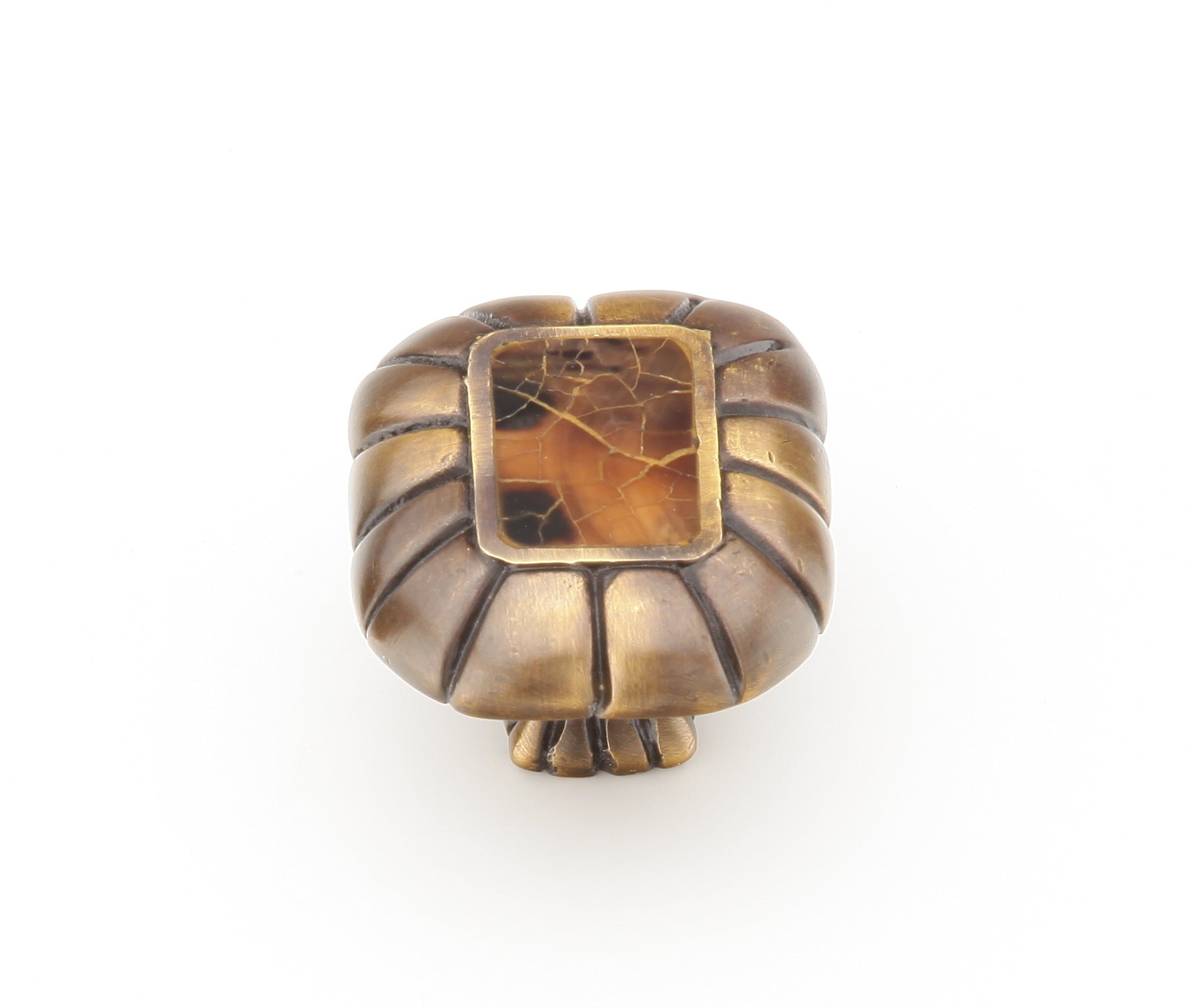 Schaub Tiger Penshell Rectangle Knob Penshell inlaid on Solid Brass 1-1/2" x 1-1/4"