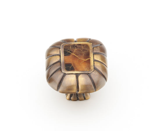 Schaub Tiger Penshell Rectangle Knob Penshell inlaid on Solid Brass 1-1/2" x 1-1/4"