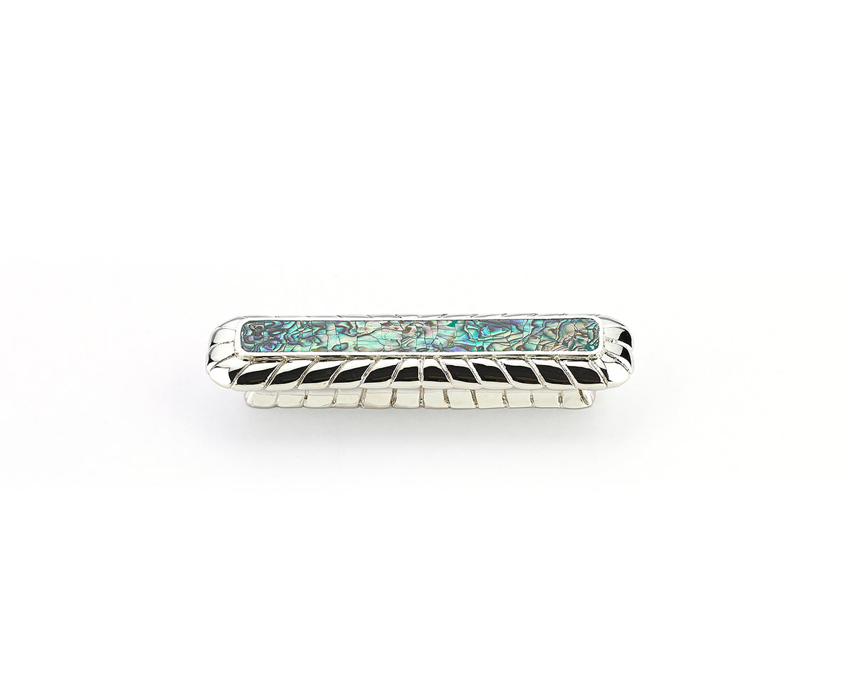 Schaub Imperial Shell inlaid on Solid Brass 4-1/2"  x  1-1/4" Polished Nickel Pull