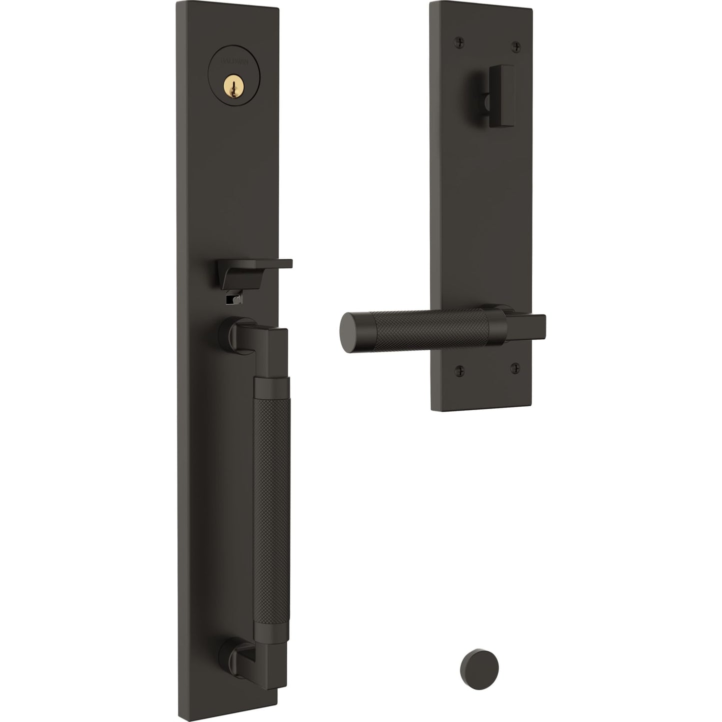 85317 Gramercy Knurled Full Escutcheon Handleset in Oil Rubbed Bronze