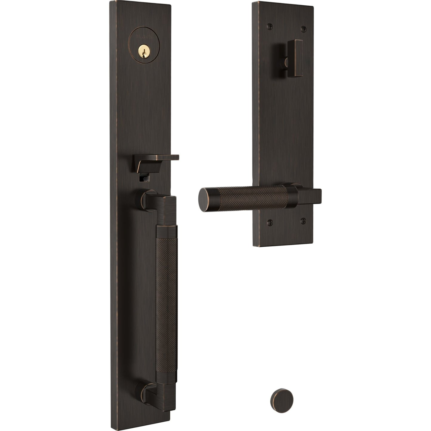 85317 Gramercy Knurled Full Escutcheon Handleset in Venetian Bronze