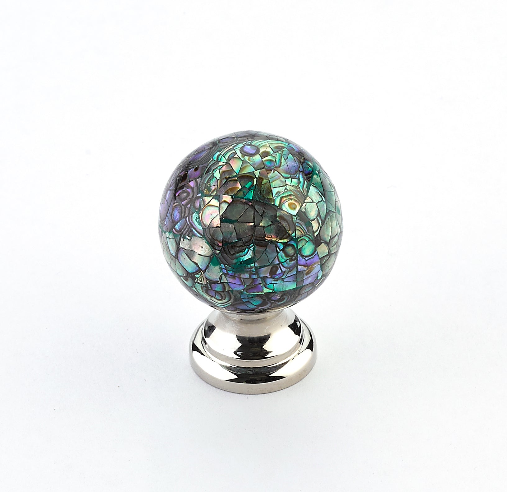 Schaub Imperial Shell Knob with Polished Nickel base  1-1/4" dia