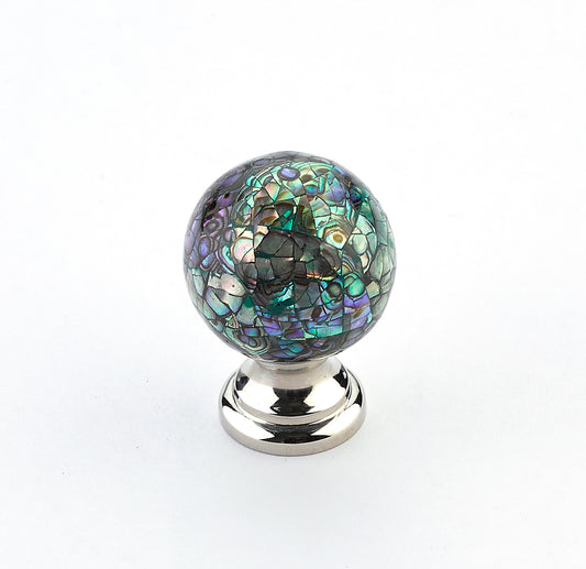 Schaub Imperial Shell Knob with Polished Nickel base  1-1/4" dia