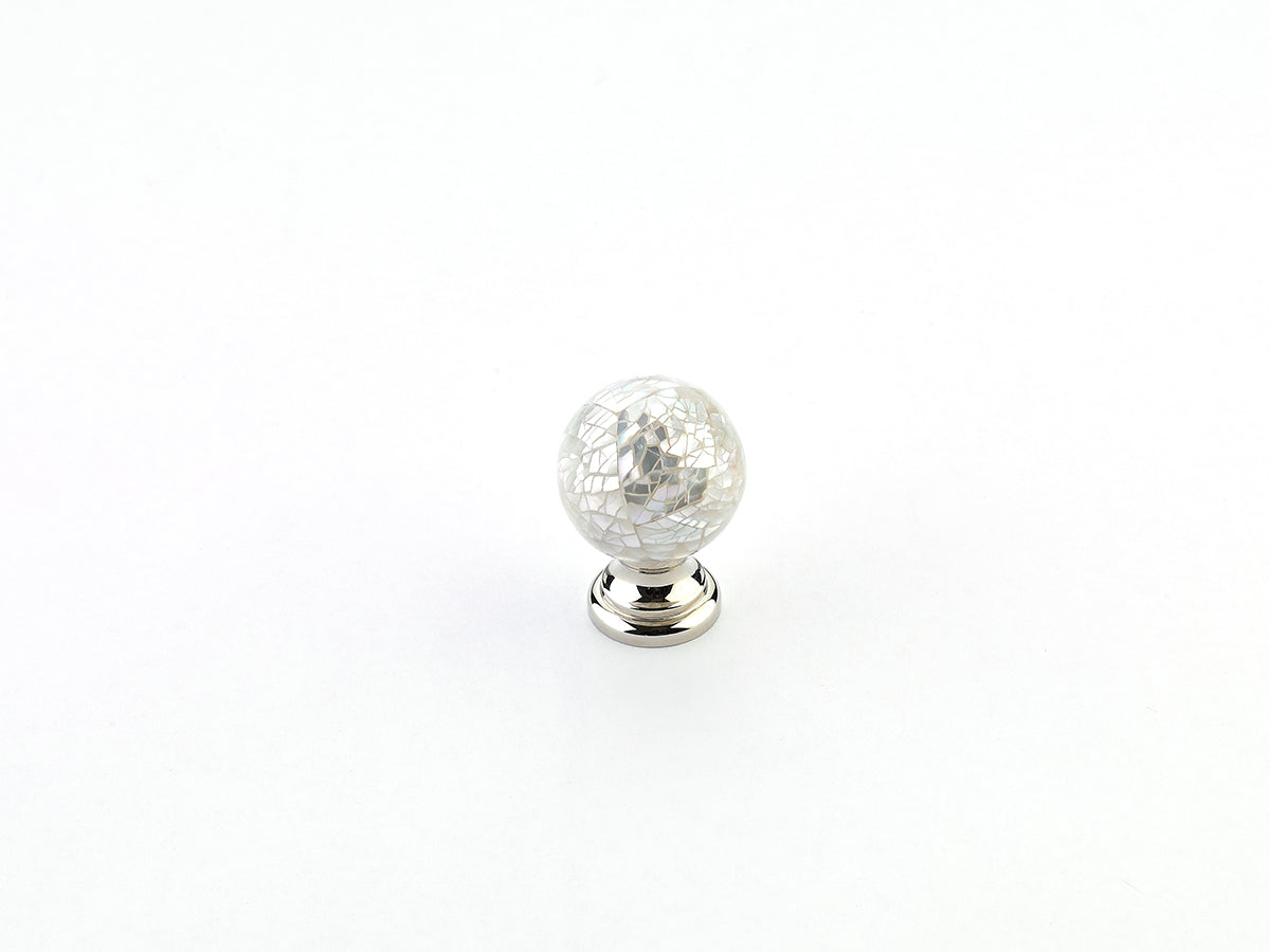 Schaub Mother of Pearl White Mother of Pearl Knob with Polished Nickel base  1-1/4" dia