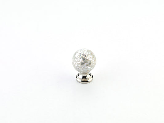 Schaub Mother of Pearl White Mother of Pearl Knob with Polished Nickel base  1-1/4" dia