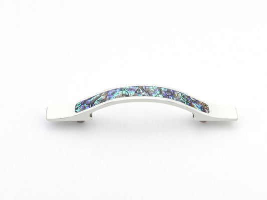 Schaub Imperial Shell Rectangle Pull  4" cc with Imperial Shell inlay on Polished Nickel