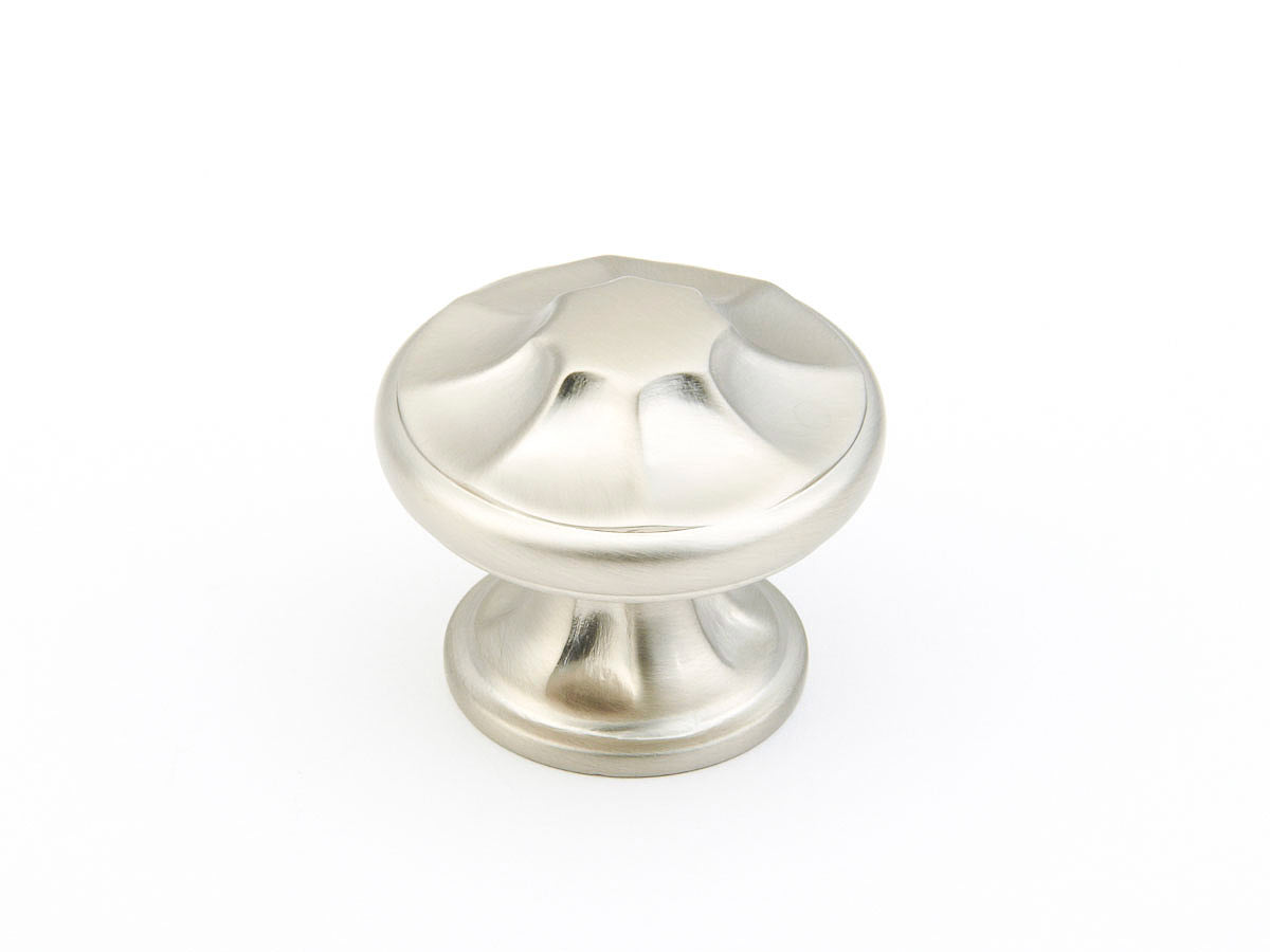 Schaub Empire Round Knob 1-3/8" Satin Nickel