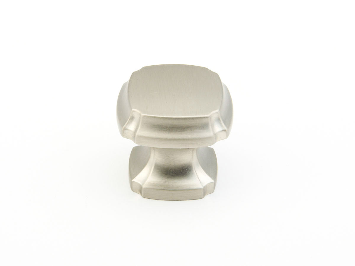 Schaub Empire Squre Knob 1-3/8" Satin Nickel
