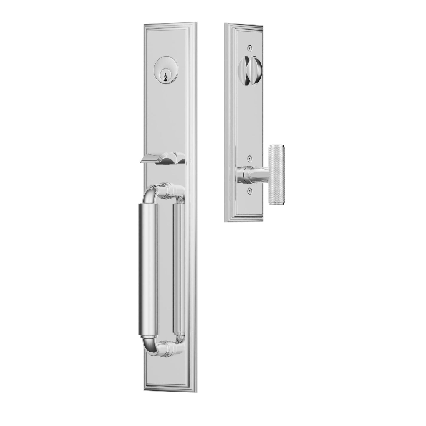 Emtek Manning Full Length Mortise Entrance Handleset – Polished Chrome