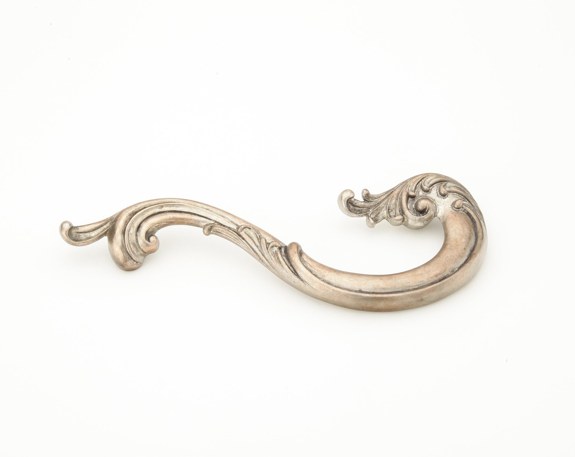 Schaub Large Solid Brass Curved Pull right 5" in Monticello Silver