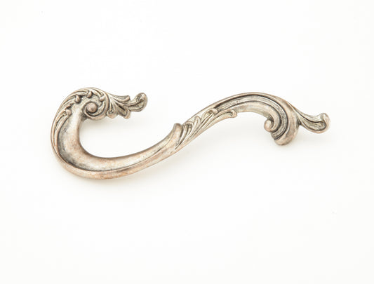 Schaub Small Solid Brass Curved pull left 3-1/2" in Monticello Silver