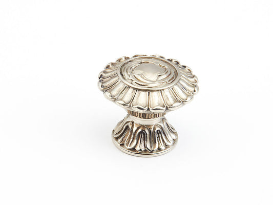Schaub Solid Brass Knob in Polished White Brass 1-1/2" dia