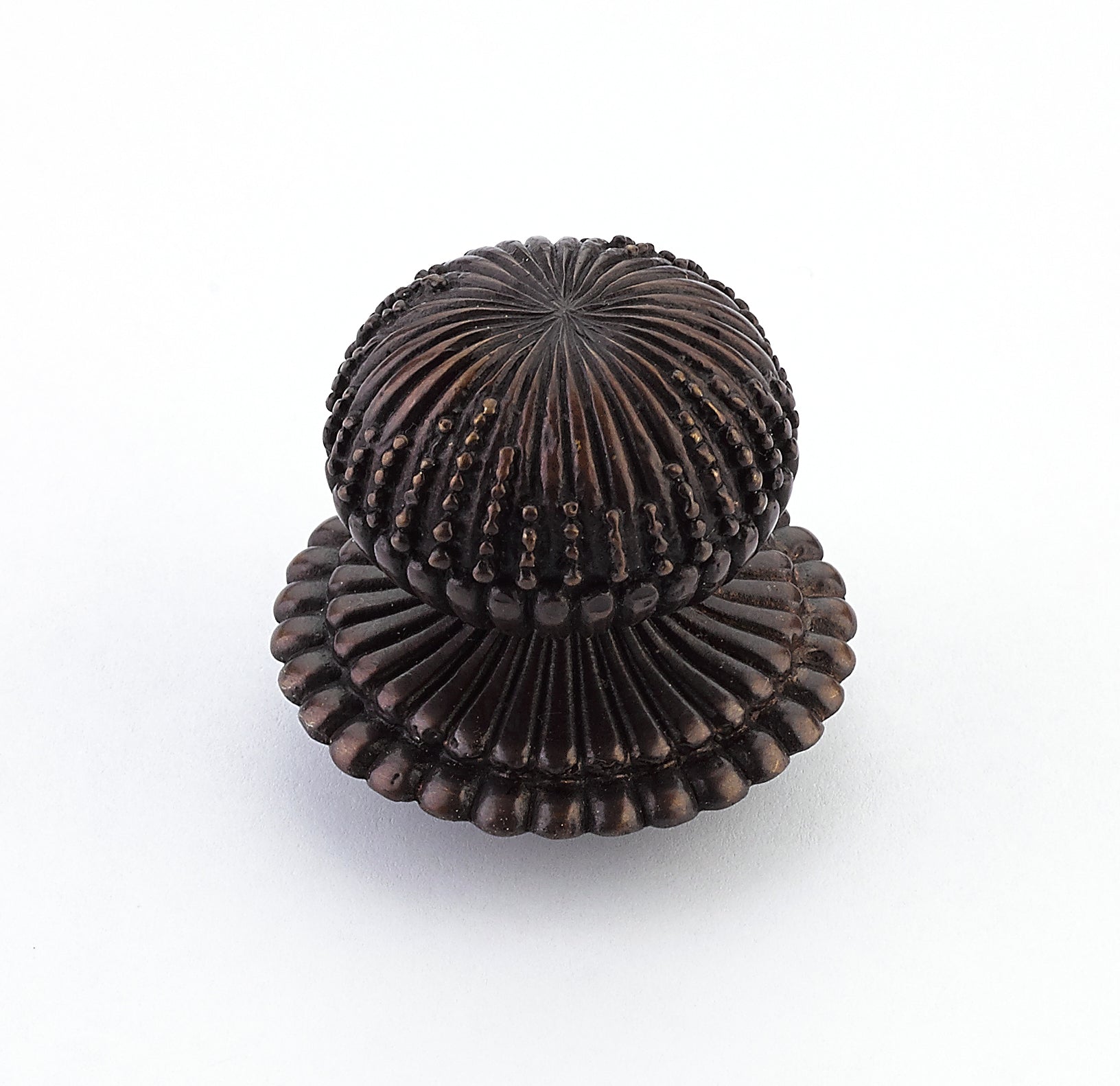 Schaub Solid Brass Knob & Backplate in Dark Antique Bronze 1-1/4" dia