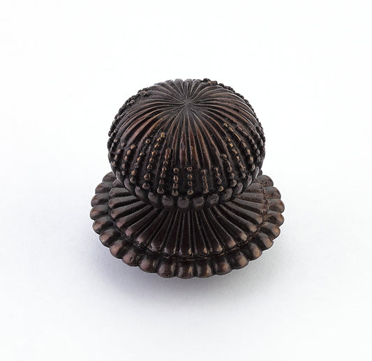 Schaub Solid Brass Knob & Backplate in Dark Antique Bronze 1-1/4" dia