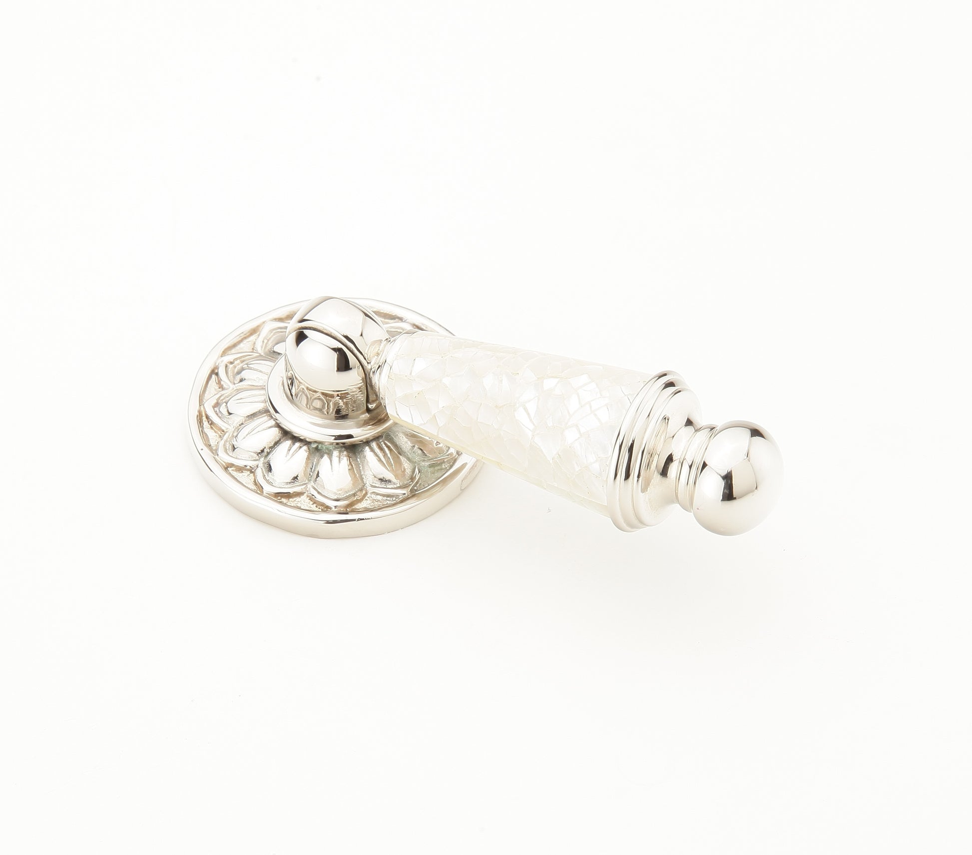 Schaub Mother of Pearl Brass Pendant Pull with Mother of Pearl Inlay and Polished Nickel