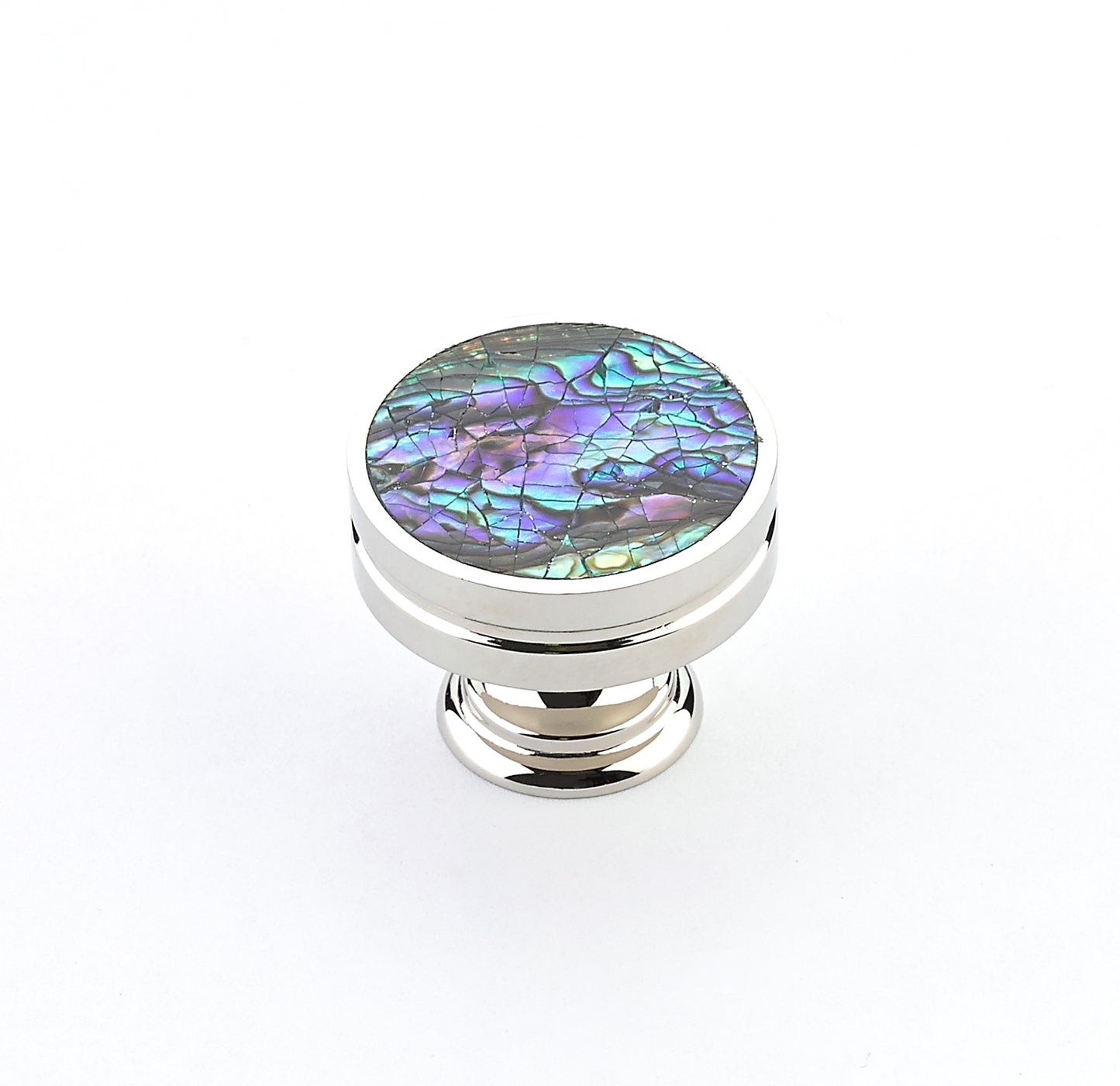 Schaub Imperial Shell Polished Nickel Round Knob with Imperial Shell Inlay