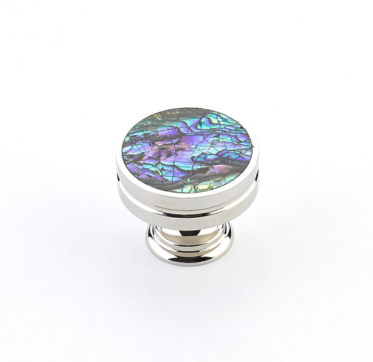 Schaub Imperial Shell Polished Nickel Round Knob with Imperial Shell Inlay