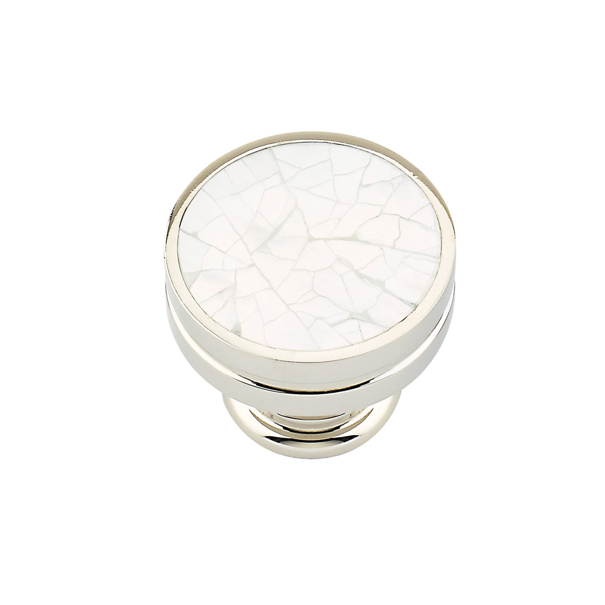 Schaub Mother of Pearl Polished Nickel Round Knob with Mother of Pearl Inlay
