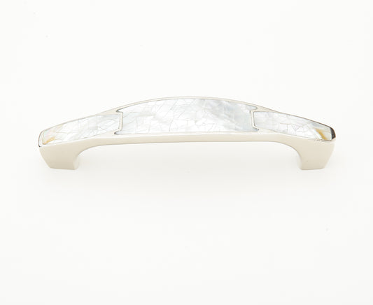 Schaub Mother of Pearl Polished Nickel Pull with White Mother of Pearl Inlay  4" cc