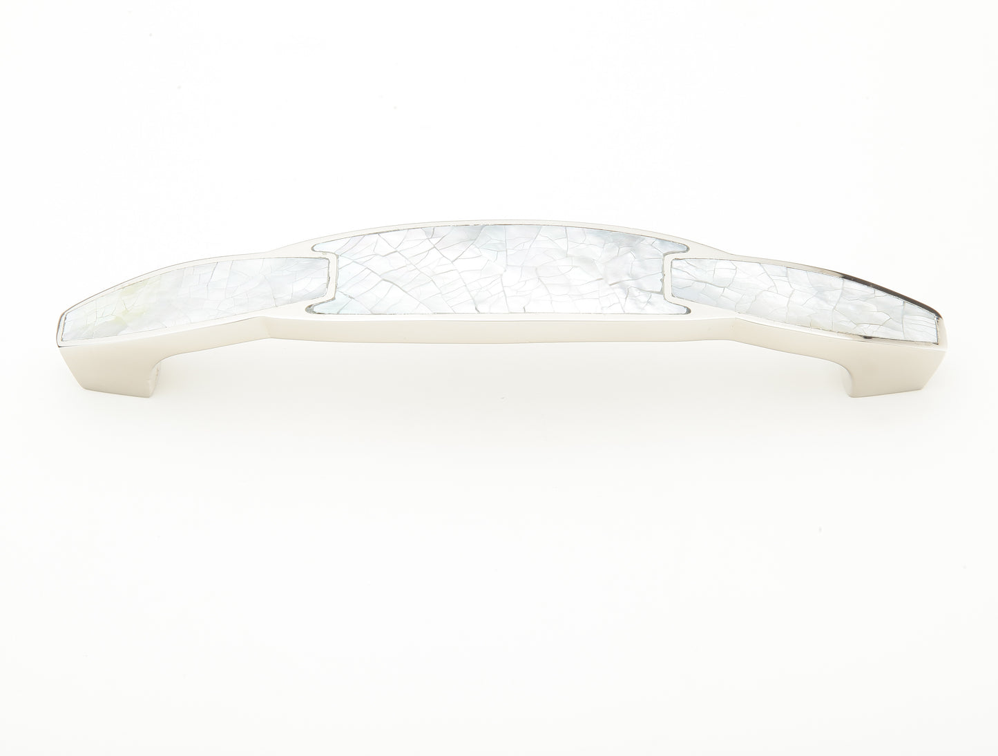 Schaub Mother of Pearl Polished Nickel Pull with White Mother of Pearl Inlay  6" cc
