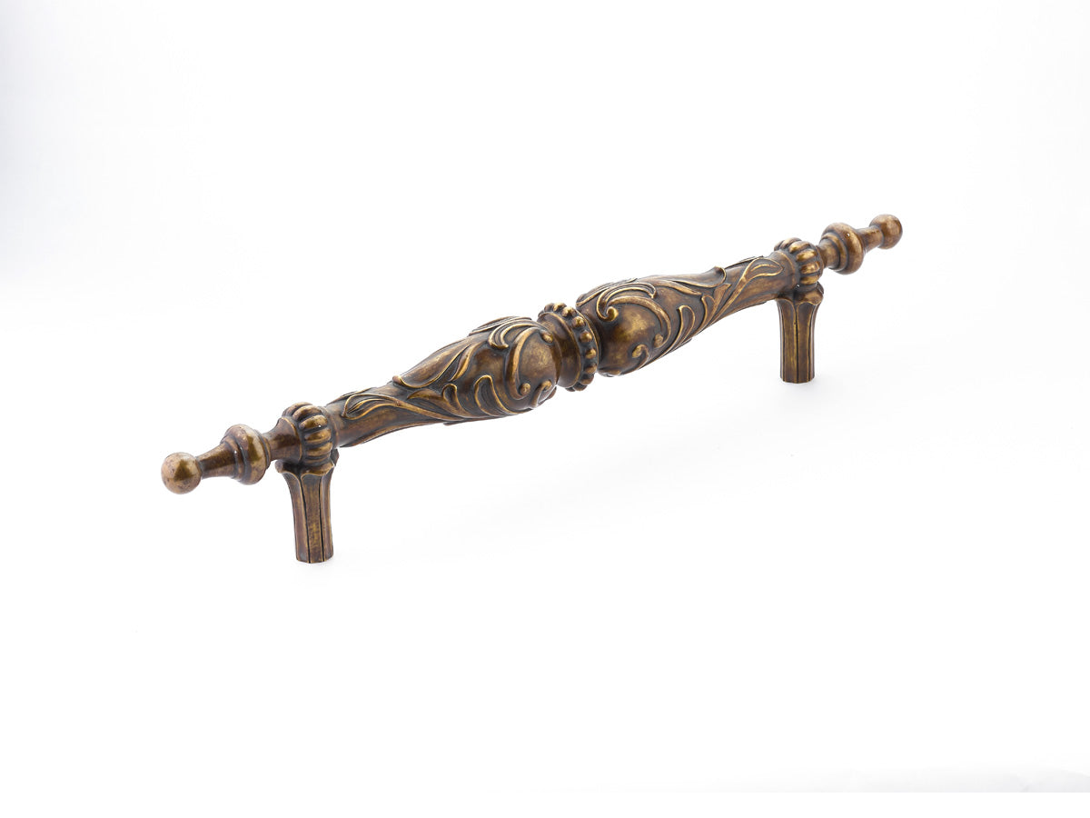 Schaub Cantata Pull 8" cc in Monticello Brass Finish  with beading and scrolls