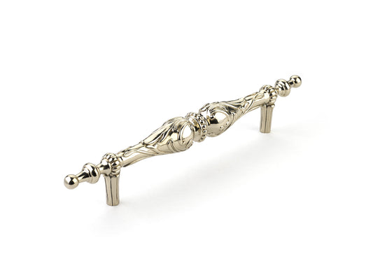 Schaub Cantata Pull 8" cc in Polished White Brass  with beading and scrolls