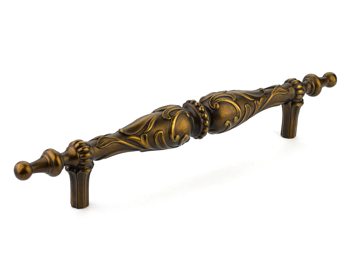 Schaub Cantata Pull 12" cc in Dark Italian Antique Finish  with beading and scrolls