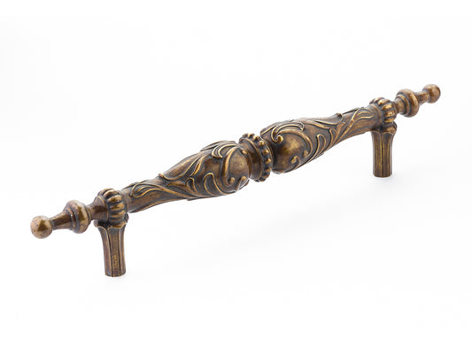 Schaub Cantata Pull 12" cc in Monticello Brass Finish  with beading and scrolls